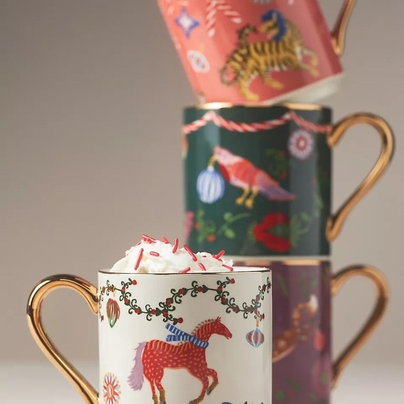 New Anthropologie juniper stoneware Christmas  mug - Picture 2 of 4